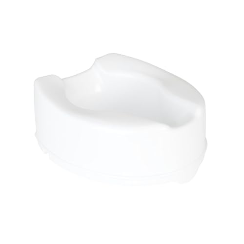 Homecraft Savanah Raised Toilet Seat 2" with Lid, Elongated & Elevated Lock Seat Support for Elderly, Handicapped and Disabled Users, White Colour | Elevated toilet seat riser for seniors and elderly; universal fit for most standard toilets, portable and…