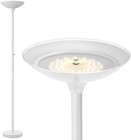 BoostArea Torchiere Floor Lamp, 30W Super Bright LED Standing Lamp, Stepless Dimmable Pole Lamp with 3000K Lighting, Rotary Switch