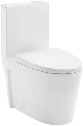 St. Tropez Comfort Height One-Piece Elongated Toilet, Vortex Dual-Flush 1.1/1.6 GPF, White Hardware