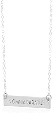In Omnia Paratus Bar Necklace Strength Jewelry A Motivation Necklace Mantra Pendant Is An Inspirational Charm, In Omnia Paratus Bar Jewelry
