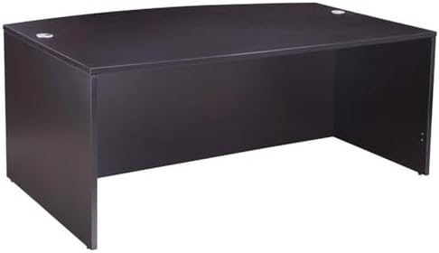 Boss Office Products Belarus Executive U-Shape Curved Bow Desk with Hutch and File Storage Pedestal, 71", Mocha