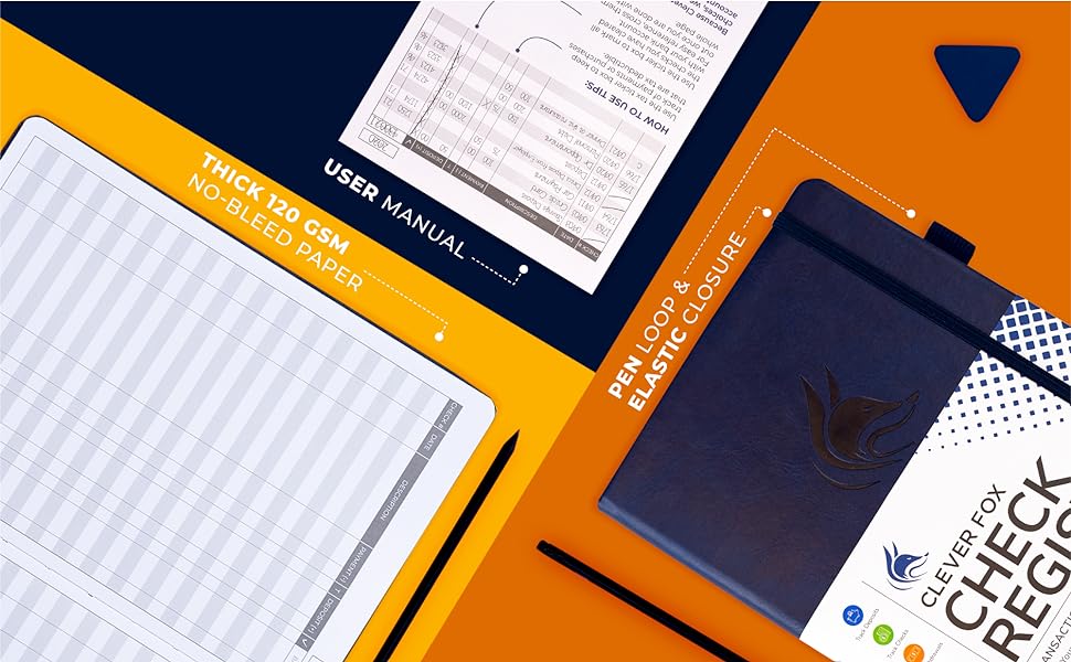 Clever Fox check register book collage