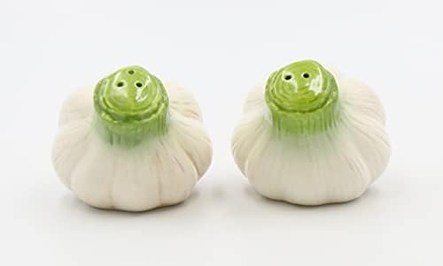 Cosmos Gifts Garlic Salt and Pepper Set, Ceramic, 2-1/4-Inch
