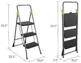 Cosco 11839GGO Commercial 3-Step Folding Stool, 300lb Cap, 20 1/2w x 32 5/8d x 52 1/8h, Gray