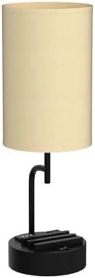 Dreamholder Table Lamp with 3 USB Charging Ports, Modern Desk Lamp with AC Outlet and Phone Stands, Perfect Bedside Lamp for Bedroom, Living Room