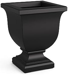 Mayne Augusta 26in Self-Watering Tall Square Urn Planter, Black
