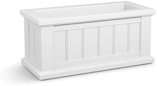 Mayne Cape Cod 24in Self-Watering Rectangular Planter, White | Self-watering, All season, Fade resistant, Double-wall design, 15-year warranty