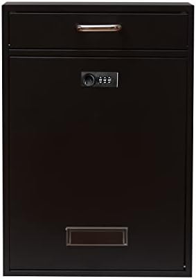 Wall Mounted Locking Vertical Dropbox Mailbox - Safe and Secure (Large) | Made with Galvanized Steel (Black)