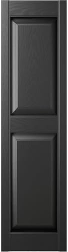 14 3/4"W x 54"H Lifetime Vinyl, TailorMade Two Equal Panels, Raised Panel Shutters, w/Shutter-Loks (Per Pair), Black