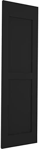 15"W x 72"H Americraft Two Equal Flat Panel Exterior Real Wood Shutters (Per Pair), Black
