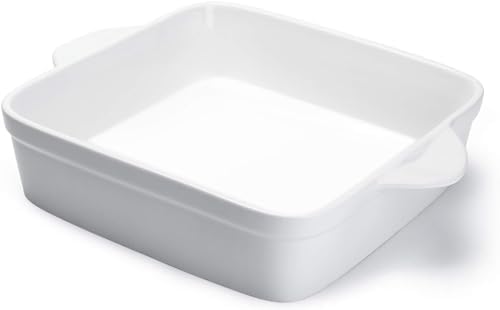 Sweese 8x8 inch Square Porcelain Baking Dish with Double Handles - Non-Stick Oven Casserole Pan for Brownie, Lasagna