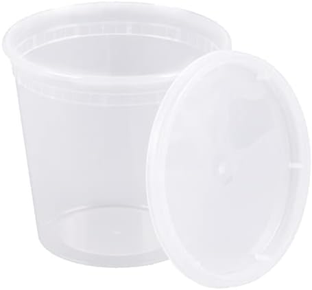 32 oz [20-Pack] Microwavable Plastic Deli Food Storage Containers with Lids