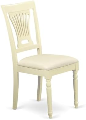 East West Furniture PVC-WHI-C Plainville Kitchen Dining Chairs - Linen Fabric Upholstered Solid Wood Chairs, Set of 2, Buttermilk & Cherry