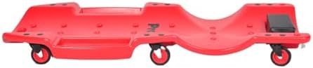 Pro-LifT C-6048 Mechanic Plastic Creeper 48 Inch - Blow Molded Ergonomic HDPE Body with Padded Headrest & Dual Tool Trays - 440 Lbs Capacity Red