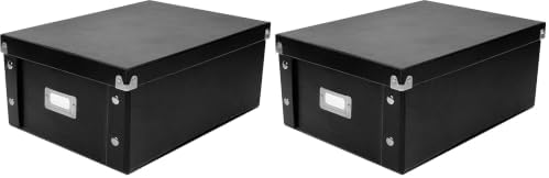 Snap-N-Store CD Storage Box - Pack of 1/2 - Durable Disc Holder with Lid to Store for Discs (2 Pack - Doublewide CD, Black)