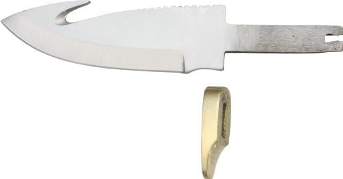 SZCO Rite Edge Guthook Blank Blade 6 Inch - Full Tang Blank Blade with Stainless Steel & Brass Guard - Suitable for Custom Knife Builders