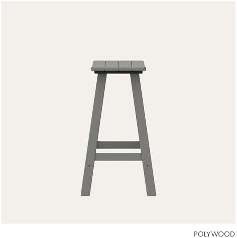 Polywood Outdoor Bar Stools - All-Weather 24 Inch Counter Height Outdoor Patio Bar Stools - Heavy Duty HDPE - Classic Curved Chairs for Pool, Deck