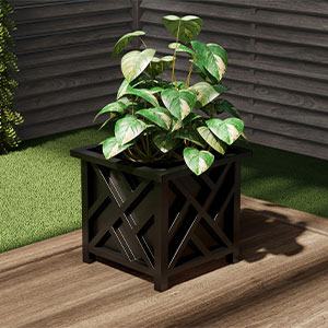Pure Garden Lattice Design Planter Box, Black