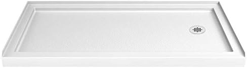 DreamLine 30 in. D x 60 in. W x 75 5/8 in. H Left Drain Acrylic Shower Base and QWALL-3 Backwall Kit In White, DL-6145L-01