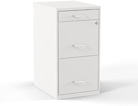 Staples 3-Drawer Vertical File Cabinet, Letter Size Documents, Lockable & Mobile, 18.9" D x 14.3" W x 26.9" H, White
