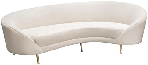 Celine Curved Sofa in Light Cream Velvet