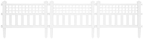 Suncast Grand View 14.5 x 24 Inch Resin Yard Garden Border Fence, White (3 Pack)