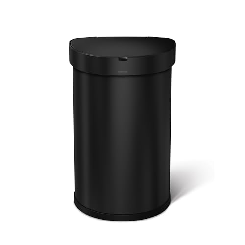 simplehuman 45 Liter / 12 Gallon Semi-Round Automatic Sensor Trash Can, Brushed Stainless Steel