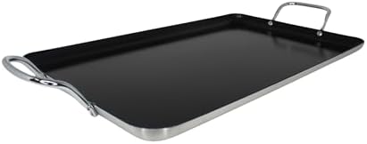 Imusa Double Burner Griddle Non-Stick 20-Inch, Black | Nonstick Coated Surface, Dual Side Handles, Ideal for Breakfast Foods, Perfect for Gatherings