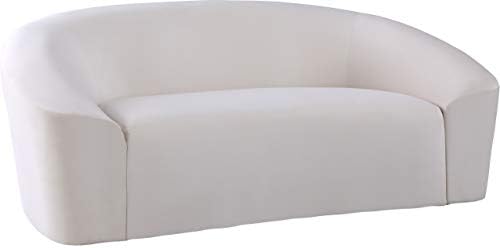 Meridian Furniture 610Black-L Riley Collection Modern | Contemporary Velvet Upholstered Loveseat with Rounded Contemporary Design, Black