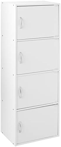 HODEDAH IMPORT 4-Shelf Bookcase Cabinet, Black