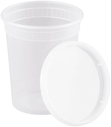 32 oz [20-Pack] Microwavable Plastic Deli Food Storage Containers with Lids