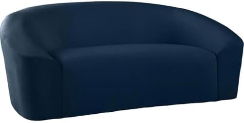 Meridian Furniture 610Black-L Riley Collection Modern | Contemporary Velvet Upholstered Loveseat with Rounded Contemporary Design, Black