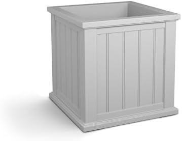 Mayne 4838-W Cape Cod 20x20 Square Polyethylene Planter, 20" x 20", White | Self-watering, All season, Fade resistant, Double-wall design