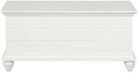 BOWERY HILL Transitional Rubberwood Cedar Chest, 40.5" W x 17.33" D x 19" H, MDF and Tupelo Veneer, White Finish, Faux Plank Details