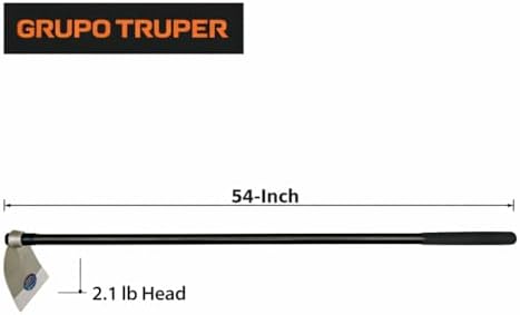 Truper Lane Hoe No. 3, 54-Inch Fiberglass Handle, 8-1/2-Inch x 8-1/2-Inch Forged Head, 2.1 lb Head Weight