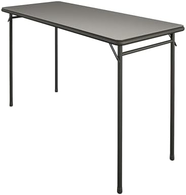 COSCO 20" x 48" Vinyl Top Folding Table, Black