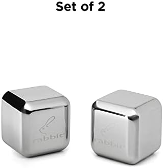 Rabbit Jumbo Chilling Stones - Premium Stainless Steel Whiskey Rocks for Chilling Fine Spirits and Beverages, Reusable Drink Cooling Stones with Storage Case | Large Reusable Stainless Steel Chillers for Whiskey, Bourbon, Scotch, Cocktails & Wine, Home B…