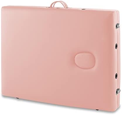 Saloniture Professional Portable Lightweight Bi-Fold Massage Table with Aluminum Legs - Includes Headrest, Face Cradle