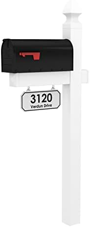 4Ever Products Loudon White Vinyl Mailbox Post System & Black Mailbox | Complete curbside combo kit features a durable metal mailbox and a custom