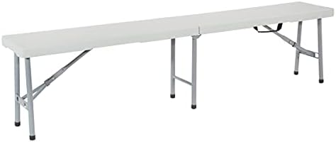 Office Star Resin Furniture for Indoor or Outdoor Use, Single, Fold in Half 6 Foot Bench