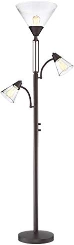 Warwick 71 1/2" Tall Tiger Bronze and Seeded Glass Torchiere Floor Lamp | Industrial Tree LED 3-Light Edison 5 Metal Clear Seedy Shade for Living