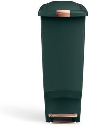 simplehuman 40 Liter / 10.6 Gallon Slim Kitchen Step Trash Can With Secure Slide Lock, Black Plastic