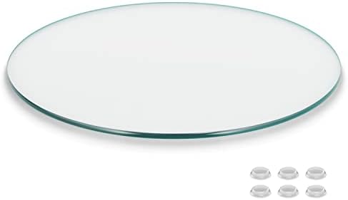 The Better Bevel 12 inch Round Glass Table Top - Clear Tempered Glass Surface Protector - Safe Pencil Polished Edge - Coffee, Dining and End Table