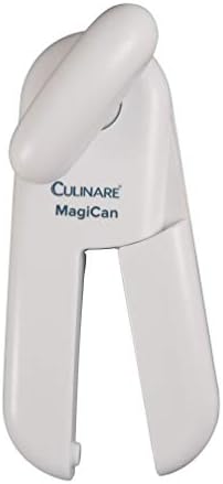 Culinare MagiCan, Manual Can Opener with Lid Release - Heavy Duty Lid Opener Kitchen Gadgets - Home Can Lid Opener Manual - Easy to Use Hand Held Effortlessly Open Cans, White, Stainless Steel