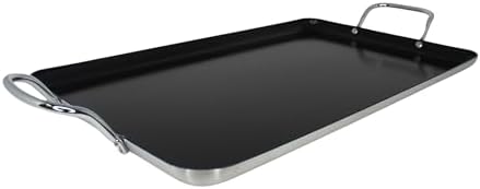 Imusa Double Burner Griddle Non-Stick 20-Inch, Black | Nonstick Coated Surface, Dual Side Handles, Ideal for Breakfast Foods, Perfect for Gatherings