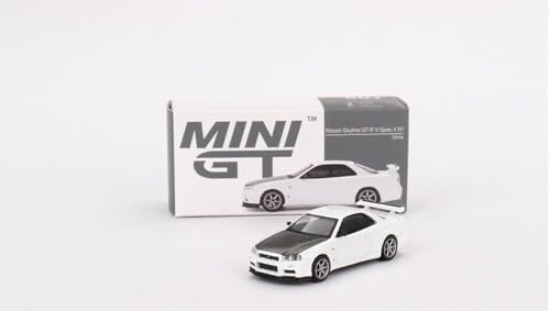 True Scale Miniatures Model Car Compatible with Nissan Skyline GT-R (R34) V-Spec II N1 (White) Limited Edition 1/64 Diecast Model Car MGT00501