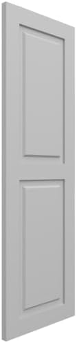 12"W x 36"H True Fit PVC Two Equal Raised Panel Shutters, Primed (Per Pair - Hardware Not Included)