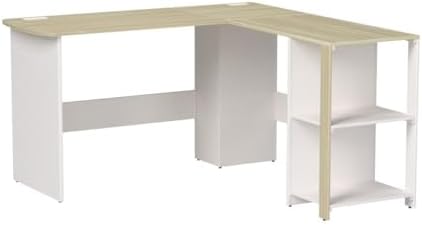 SHW 51 x 51 L-Shaped Home Office Wood Corner Desk with Storage, Espresso | Integrated Book Shelves