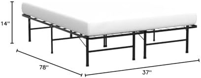 Linenspa Folding Metal Platform Bed Frame - Easy Assembly - Sturdy Steel - No Box Spring Needed - Underbed Storage - Mattress Foundation - 14" High