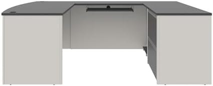 Bestar U-Shaped Executive Desk with Cabinet, Antigua/Black, Connexion, 72W